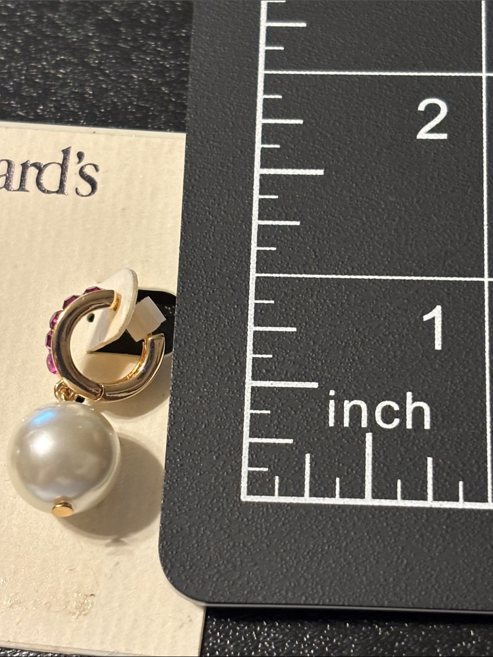 Gold-Tone Pink Crystal Hoop Pearl Drop‎ Earrings Dangle Drop - Picture 5 of 11